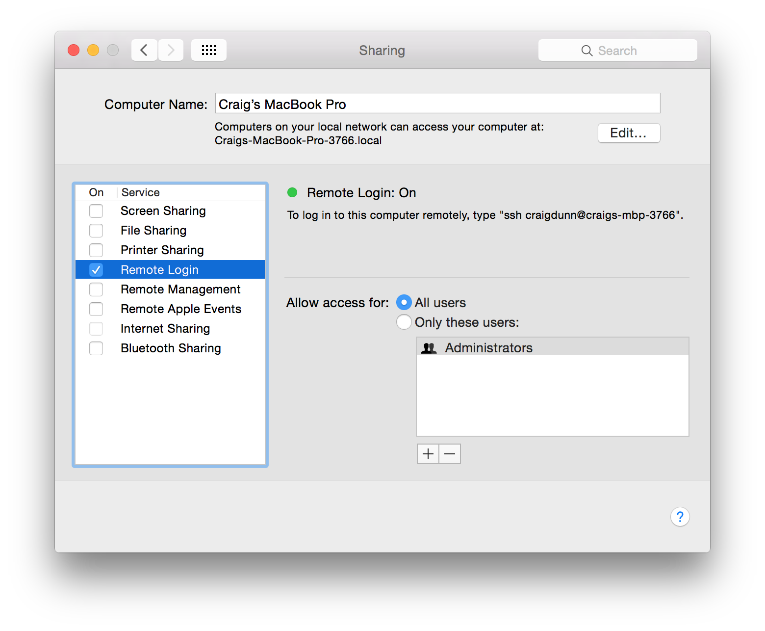 Remote access for mac